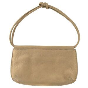 MONSAC Neutral Beige Pebbled Leather Small Shoulder Bag
